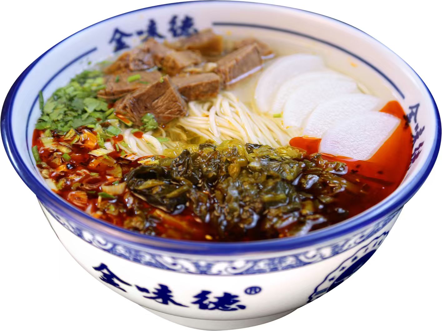 Mee daging dengan acar sup kubis cina